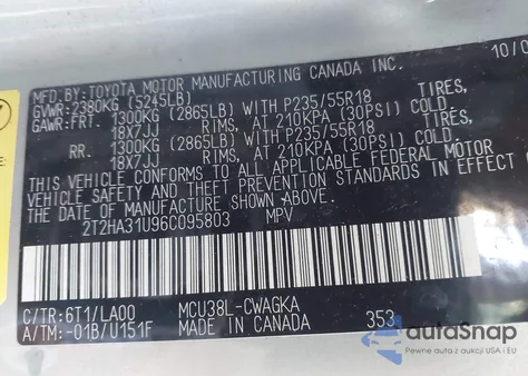 2006 Lexus Rx 330 from USA, damaged, VIN 2T2HA31U96C095803